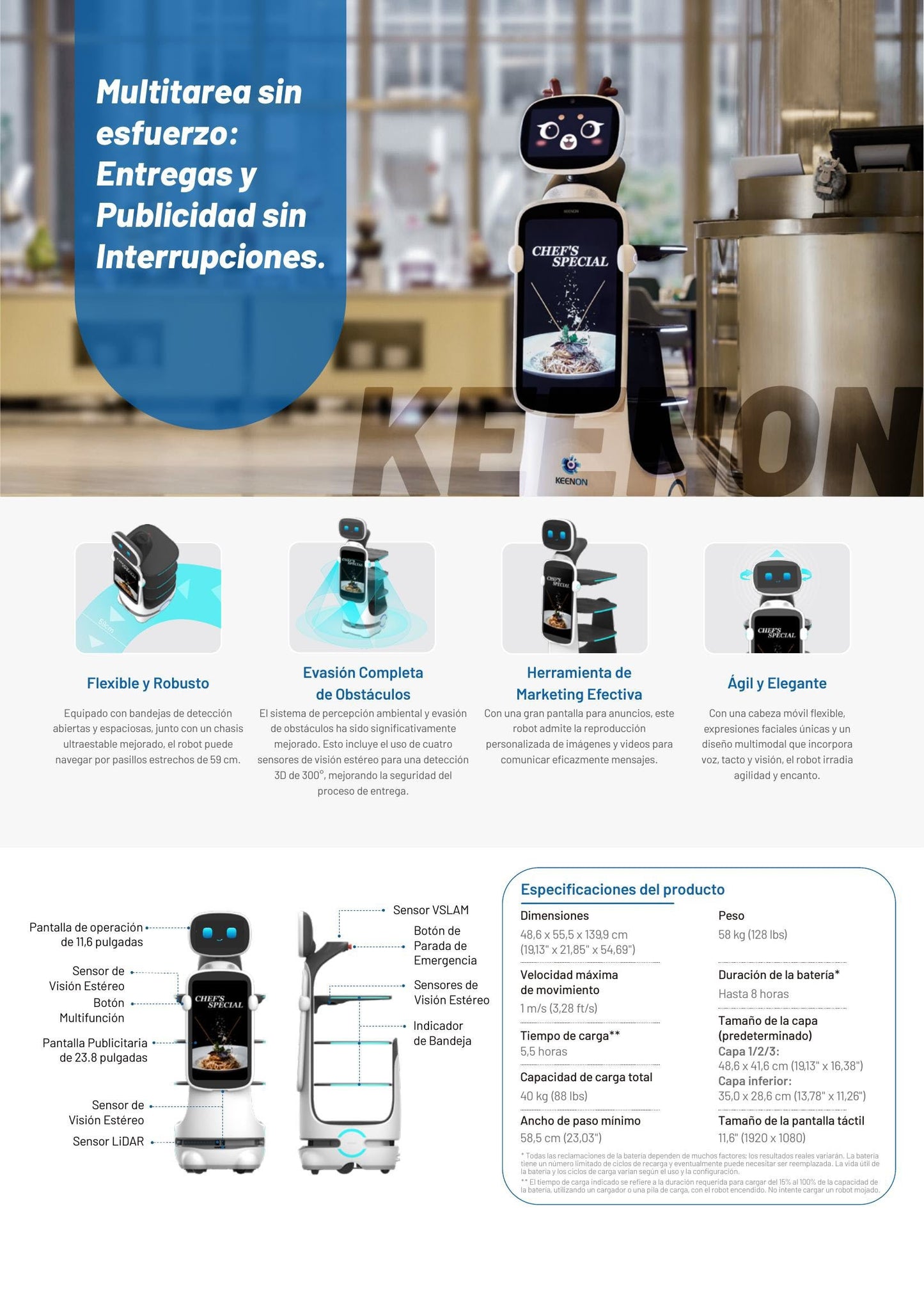 Robot Autónomo de Servicio de Meseros KEENON T10LS