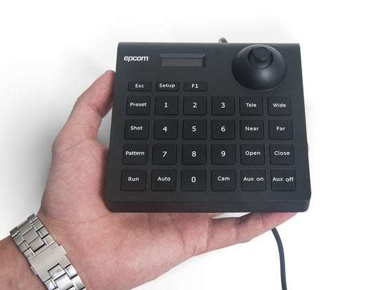 Mini Teclado Controlador PTZ EPCOM M-360K | Joystick Multiaxial | Pantalla LCD