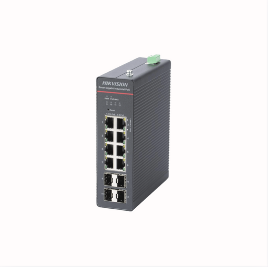 Switch Industrial Gigabit PoE+ Hikvision DS-3T1512HP-SI-8P4F – 12 Puertos
