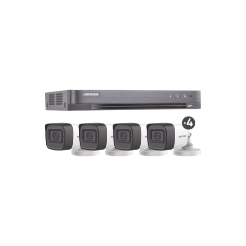 KIT TURBOHD 5 MP con Micrófono Integrado | DVR 4 Canales + 4 Cámaras Bala
